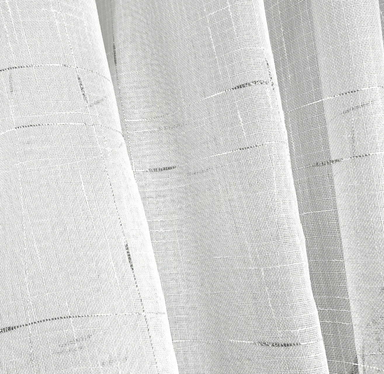 Celeste Voile Eyelet Curtain Panel - Elegant Metallic Silver Threads (White)