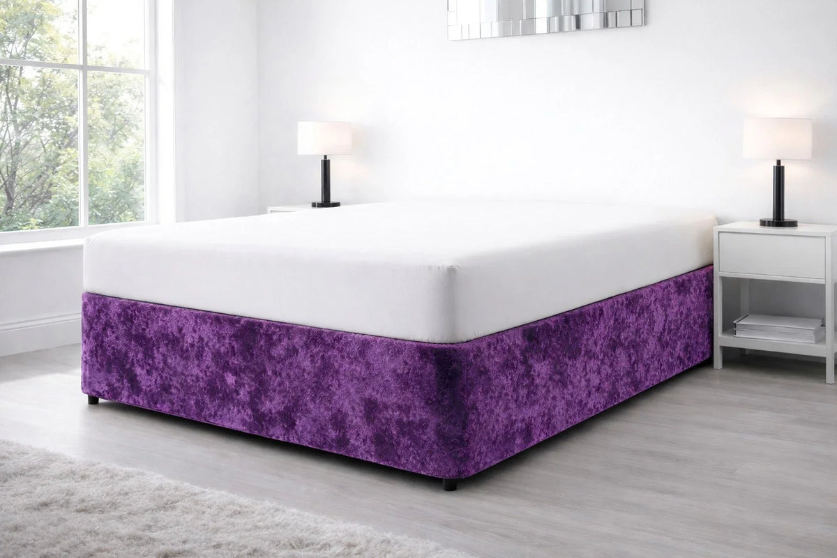 Crushed Velvet Elasticated Divan Bed Valance (Aubergine)